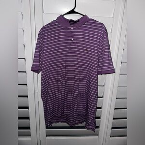 Polo Ralph Lauren Striped Polo Shirt Lavender Purple White with Pony